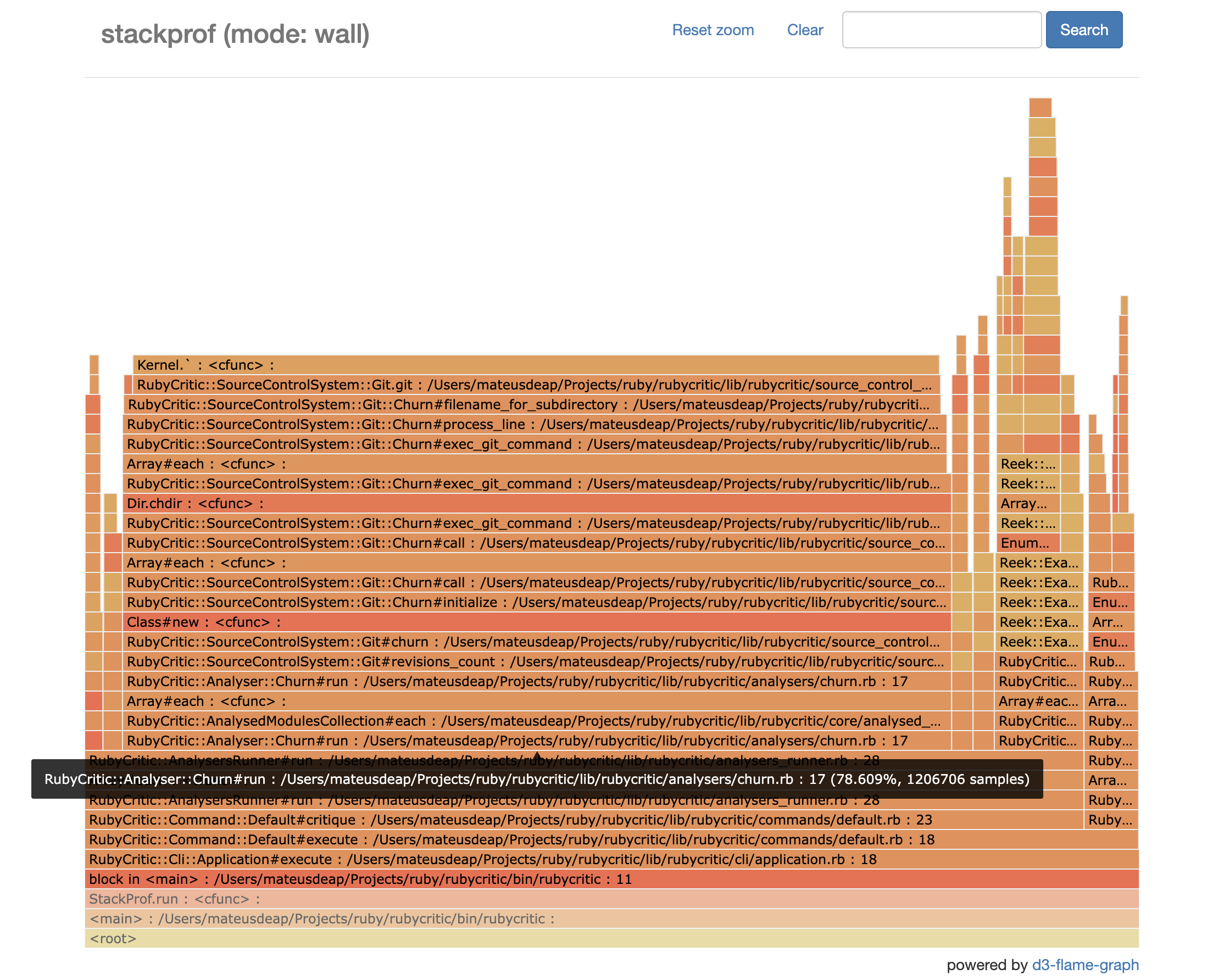 Rails flamegraph before the change