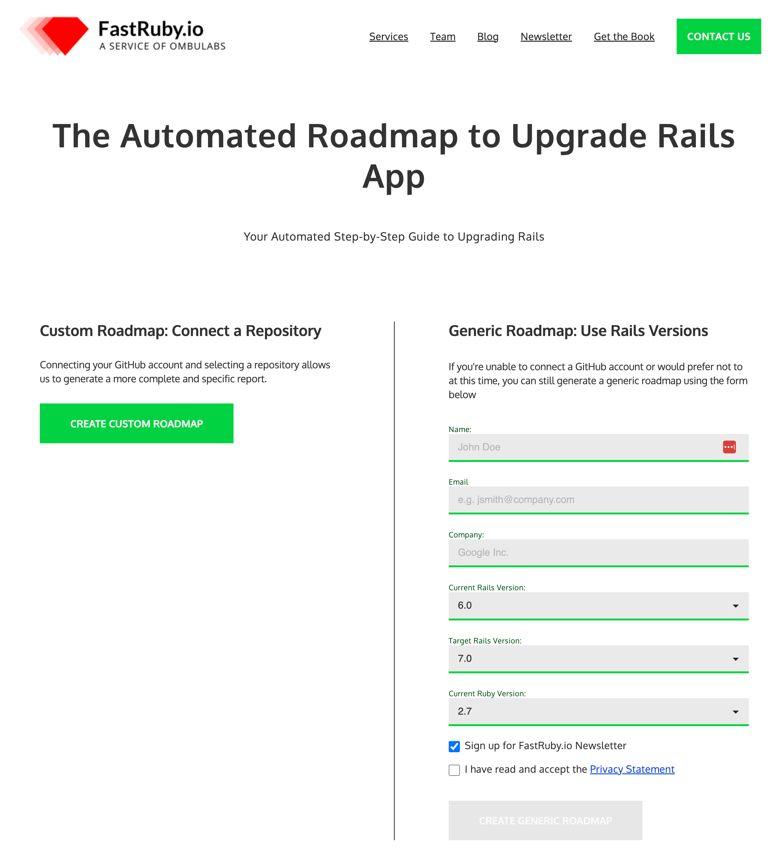 Automated Roadmap Form